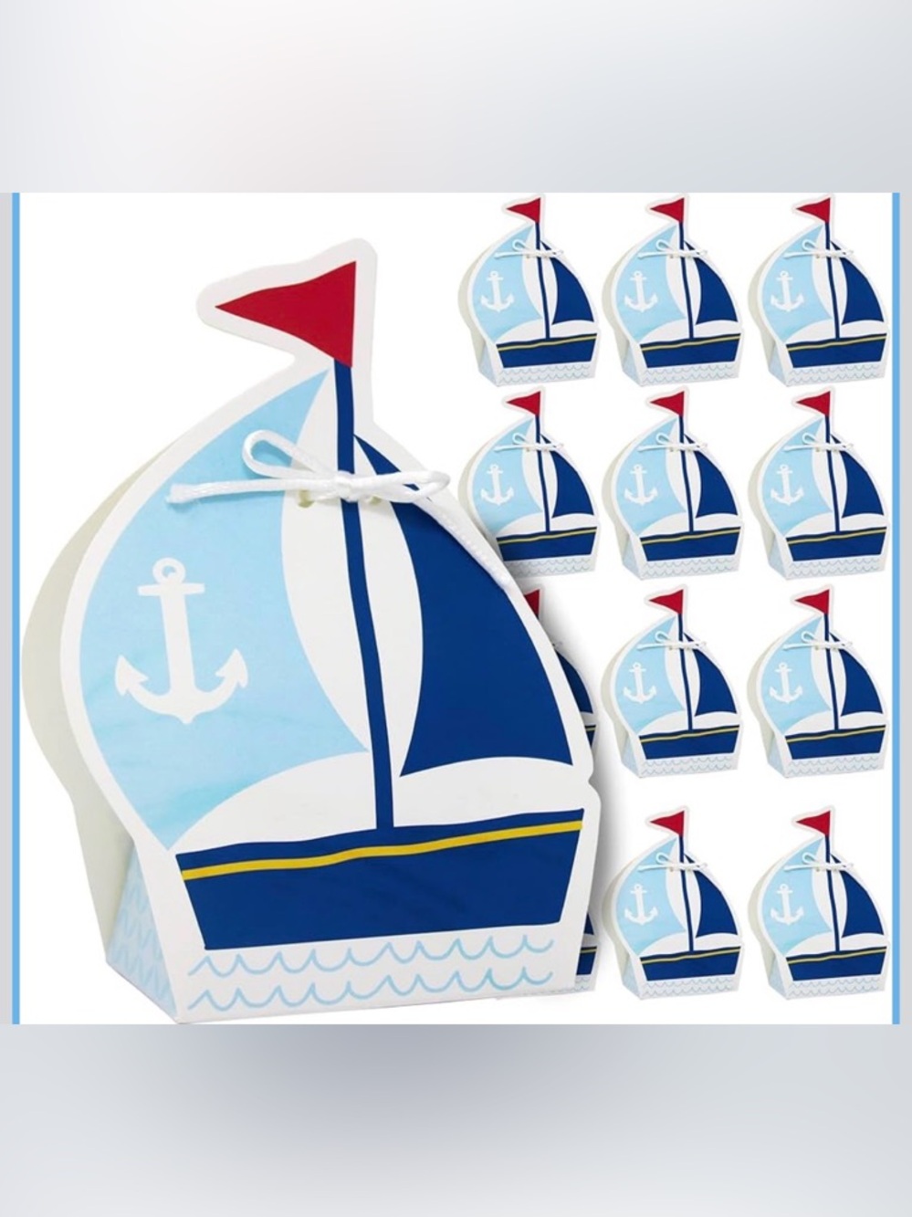 Nautical Sailboat Favor Boxes Set of 12+ Baby Shower, Birthday party